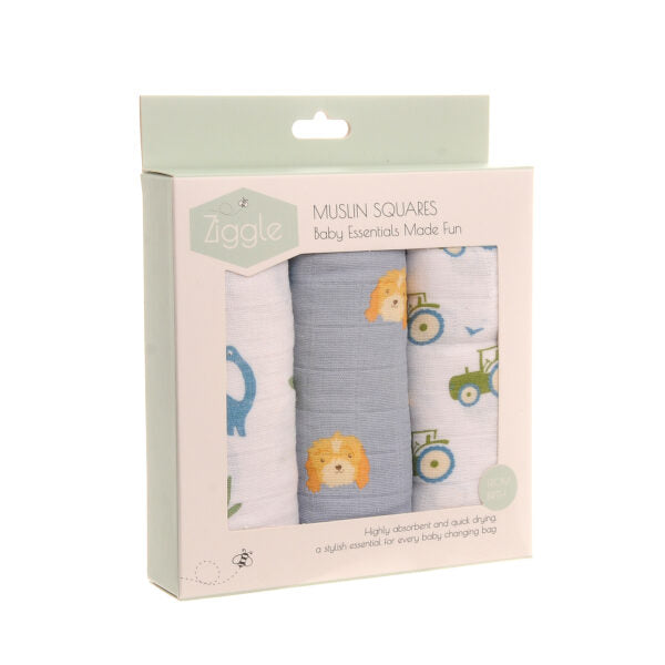 Ziggle Blues Muslin Set Of 3