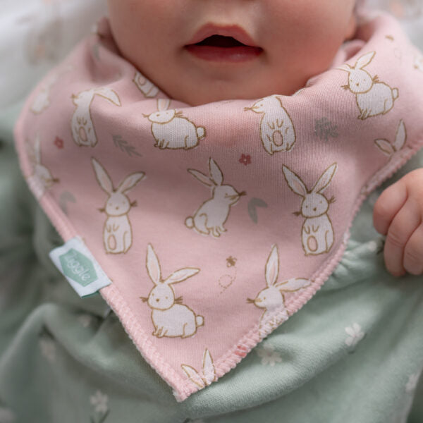 Ziggle Bunnies On Pink Bandana Bib