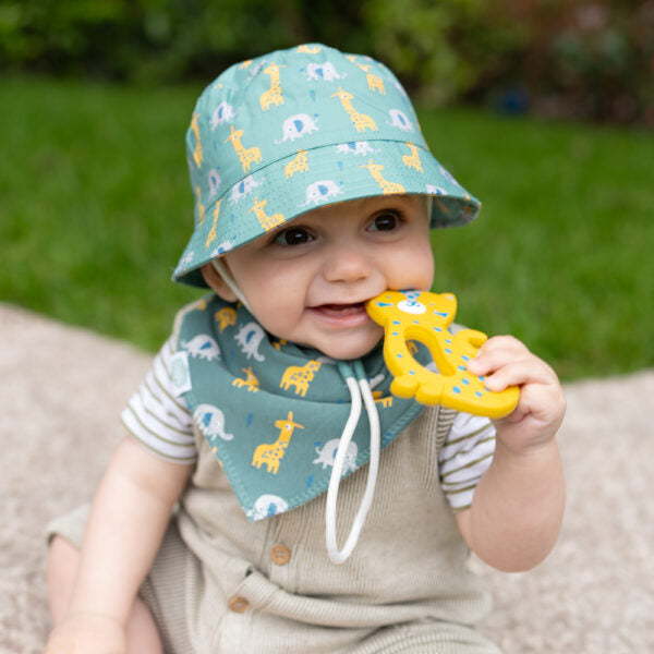 Giraffe And Elephant Sun Hat 0 - 12 Months Old