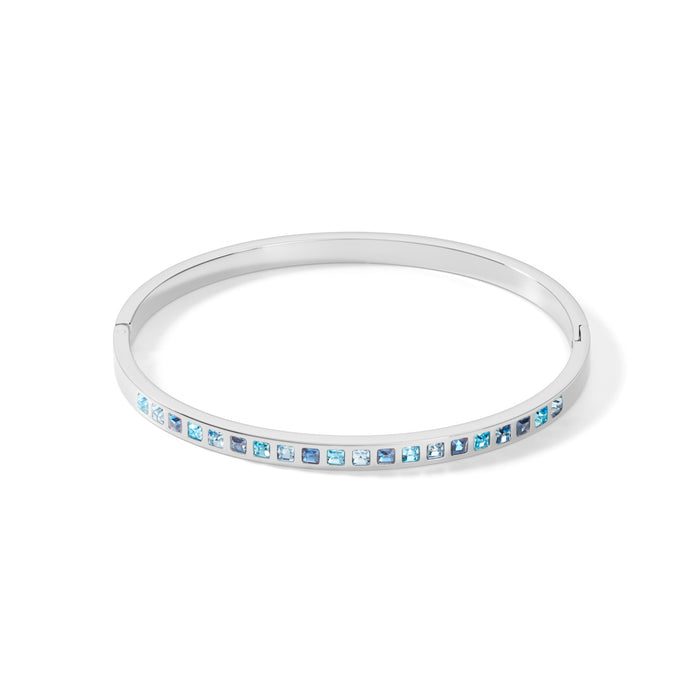 Coeur De Lion Bangle Stainless Steel & Square Crystals Pave Multi Blue