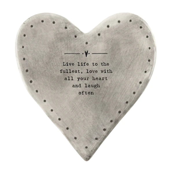 East of India Rustic Heart Coaster - Live life