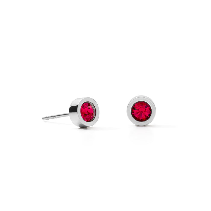 Coeur De Lion Earrings Crystal & Stainless Steel Silver Red