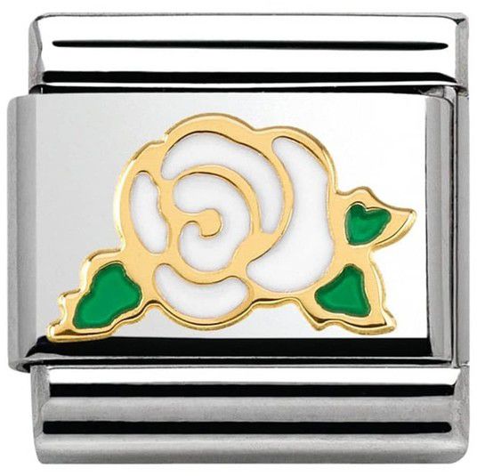 Nomination Classic Gold Nature White Rose Charm