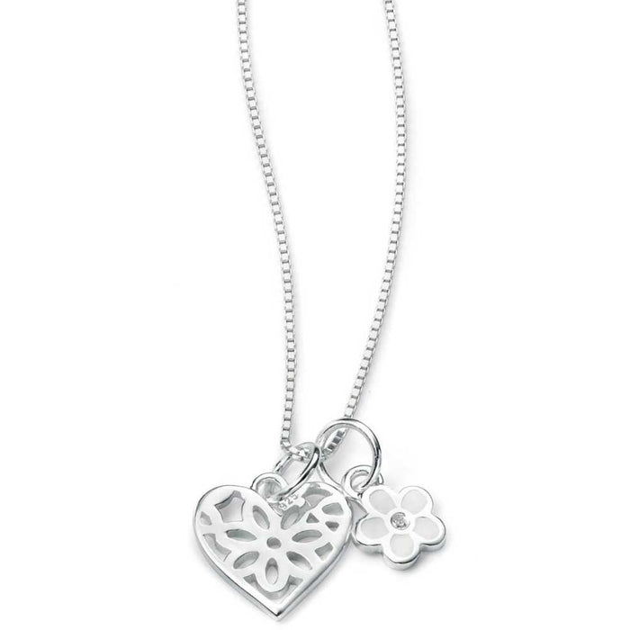 D For Diamond Daisy & Heart Necklace