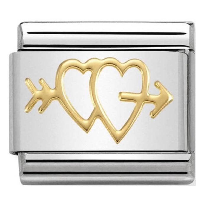 Nomination Classic Gold Symbols Double Hearts with Arrow Charm