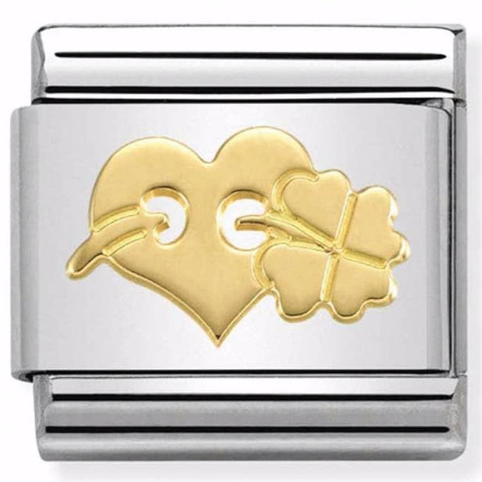 Nomination Classic Gold Symbol Heart with Clover Charm