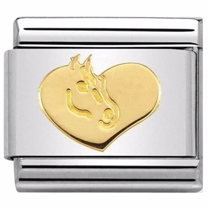 Nomination Classic Gold Symbols Heart with Horse Charm