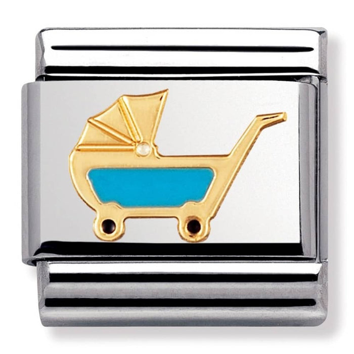 Nomination Classic Gold Daily Life Blue Baby Pram Charm