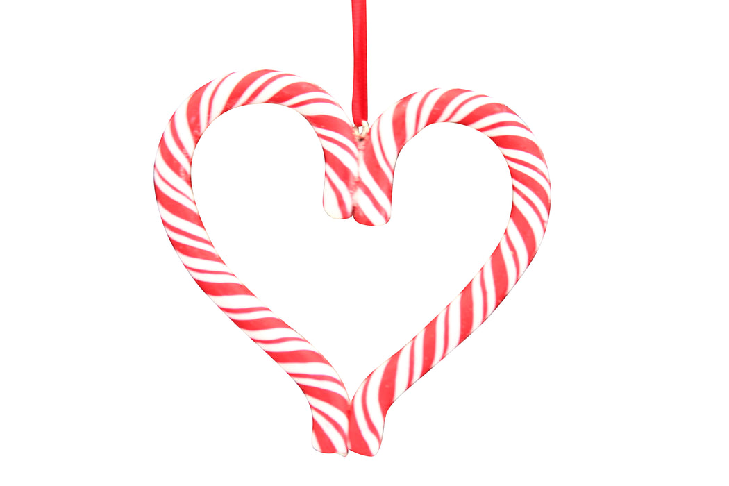 Gisela Graham Acrylic Candy Cane Heart Decoration