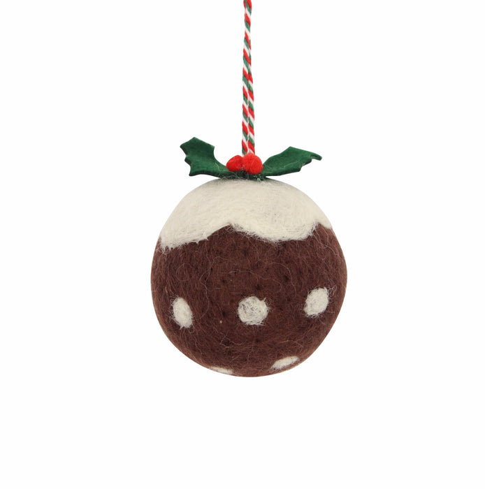 Gisela Graham Wool Brown Christmas Pudding Dec