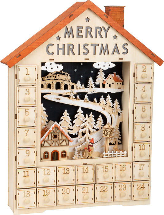 Wooden Merry Christmas Advent Calendar