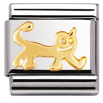 Nomination Classic Gold Animals Standing Cat Charm