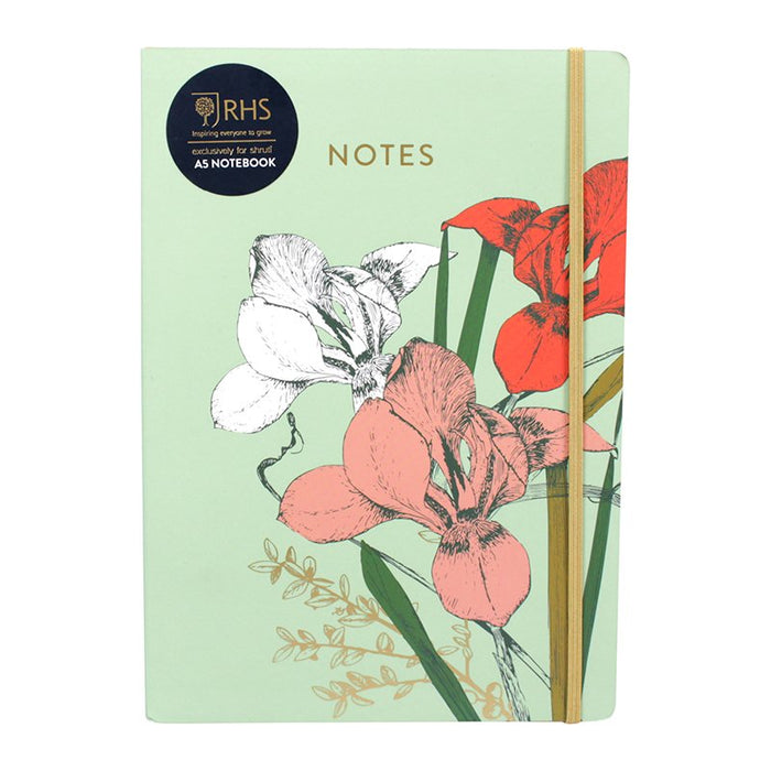 RHS Irises & Hellebores Mint A5 Notebook