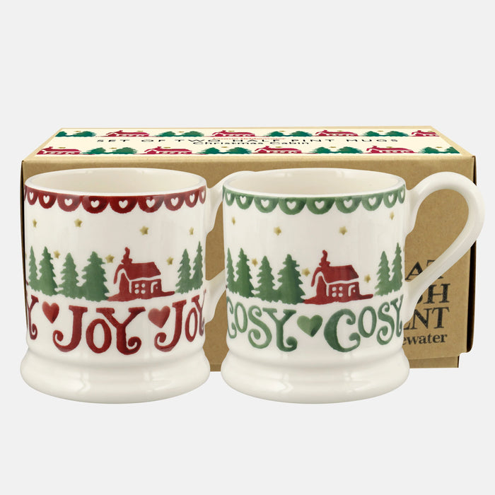 Emma Bridgewater Christmas Cabin Set Of 2 1/2 Pint Mugs