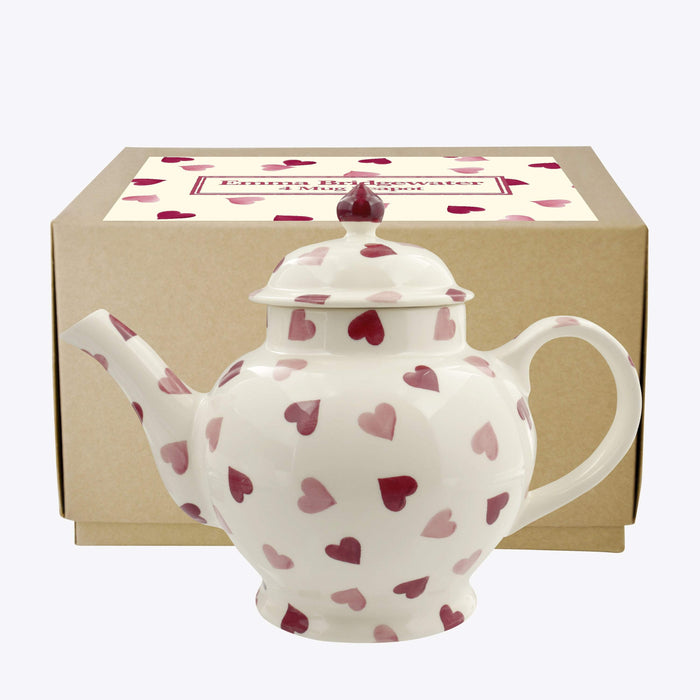 Emma Bridgewater Pink Hearts 4 Mug Teapot Boxed