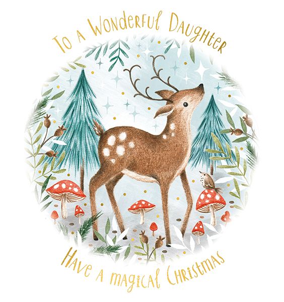 Art File Wonderful Daughter Deer Christmas Card