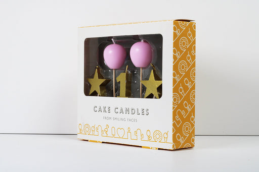 1st Birthday Pink Cake Candles - Maple Stores