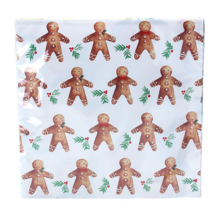 Gisela Graham Set of 20 Gingerbread Men Paper Napkins