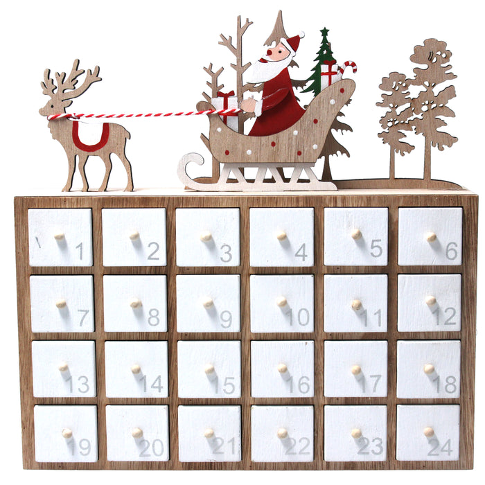 Gisela Graham Santa And His Sleigh Wooden Advent Calendar