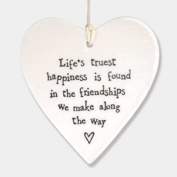 East of India Porcelain Round Heart - Life's Truest Happiness