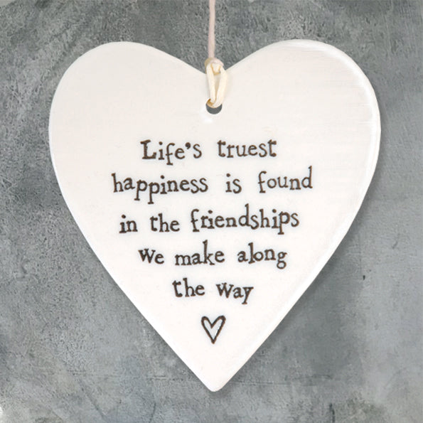East of India Porcelain Round Heart - Life's Truest Happiness