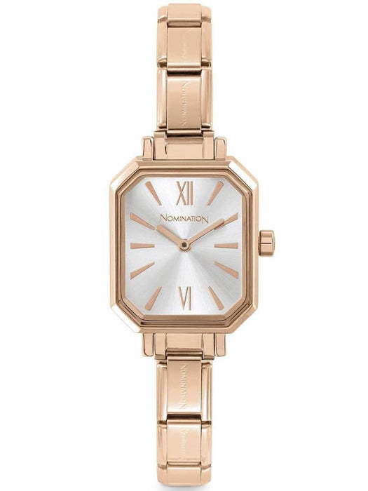 Composable Classic Paris Rose Gold Plated & Rectangular Silver Dial Watch