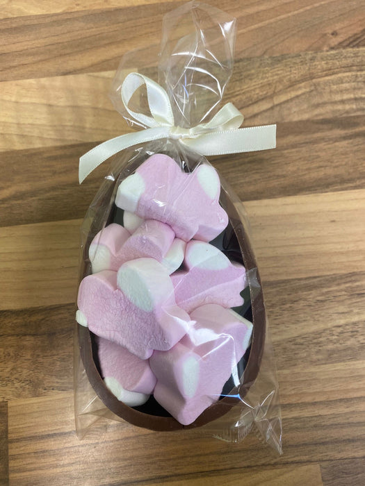 Milk Chocolate Half Easter Egg Filled with Bunny Marshmallows