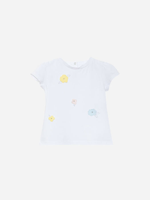 Patachou Jersey White T-Shirt With Flowers