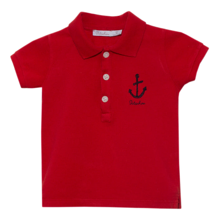 Patachou Cotton Pique Red Polo Shirt