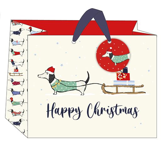 Art File Festive Dogs Large Landscape Christmas Bag