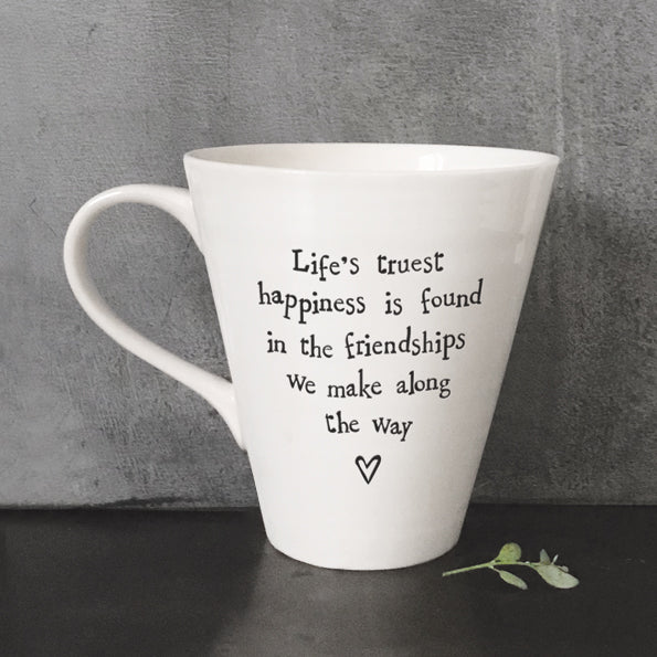 East of India Porcelain Mug - Life's Truest Happiness