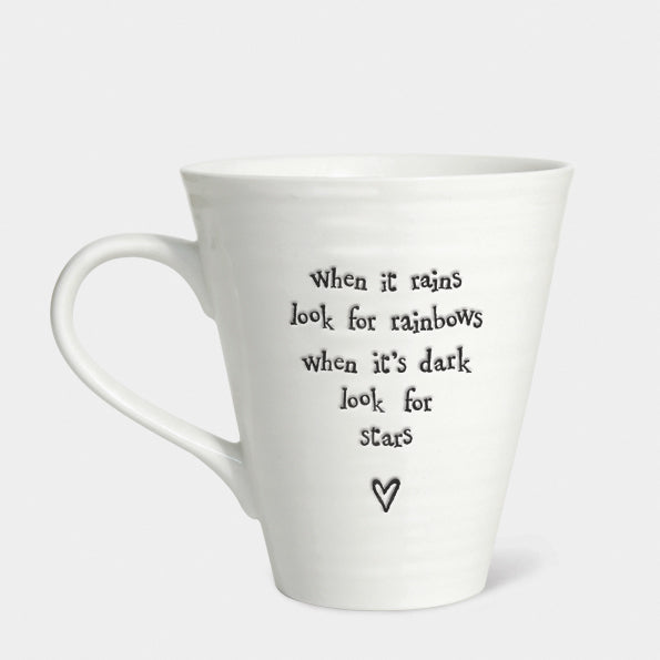 East of India Porcelain Mug - When it Rains Look for Rainbows