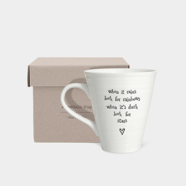 East of India Porcelain Mug - When it Rains Look for Rainbows