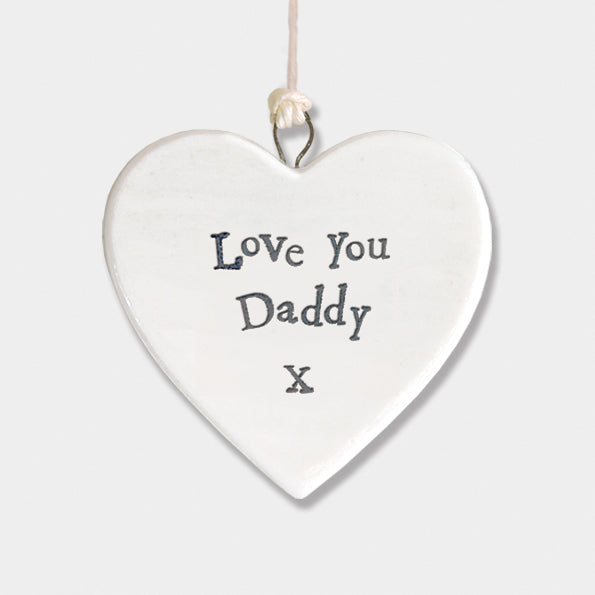 East of India White Porcelain Heart Love You Dad Gift
