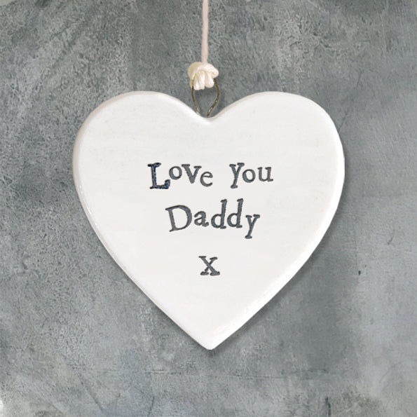 East of India White Porcelain Heart Love You Dad Gift