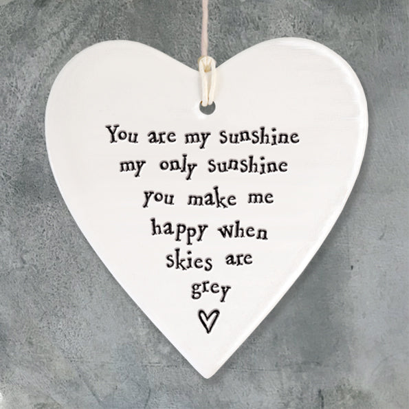 East of India Porcelain Round Heart - You are My Sunshine
