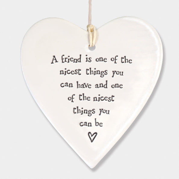 East of India Porcelain Round Heart - A friend is Nicest