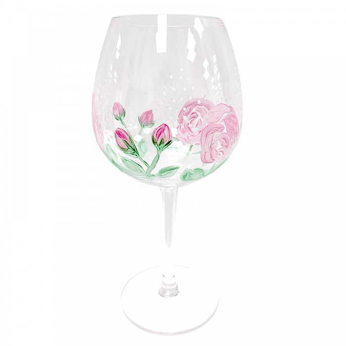 Hand Painted Rose Gin Glass
