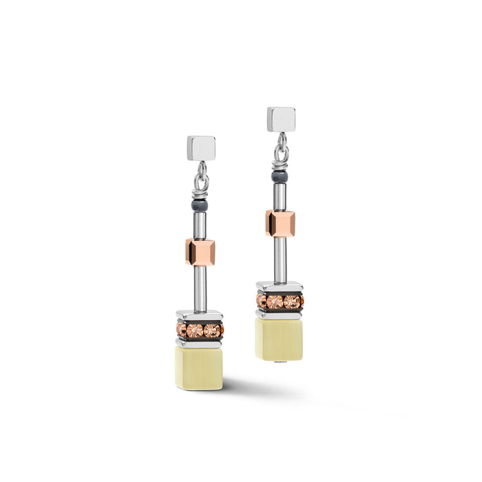 Coeur De Lion Earrings GeoCUBE® Medium Olive-Peach