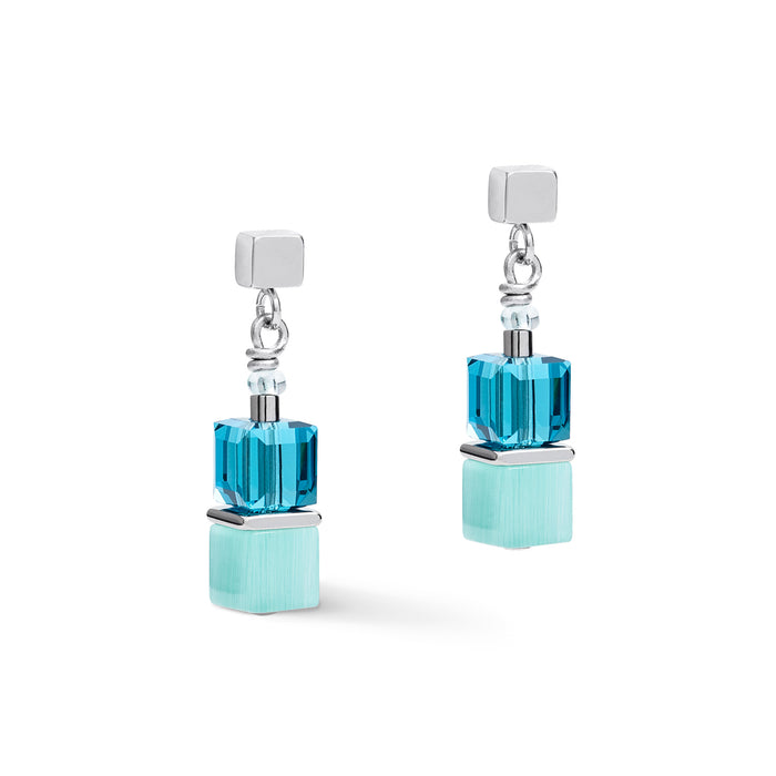 Coeur De Lion Earrings GeoCUBE® Colour Couple Heamatite Multicolour Spring-Silver