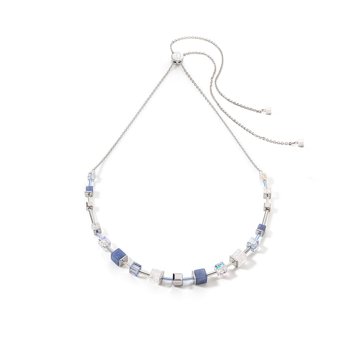 Coeur De Lion GeoCUBE® Precious & Slider Closure Necklace Silver-blue