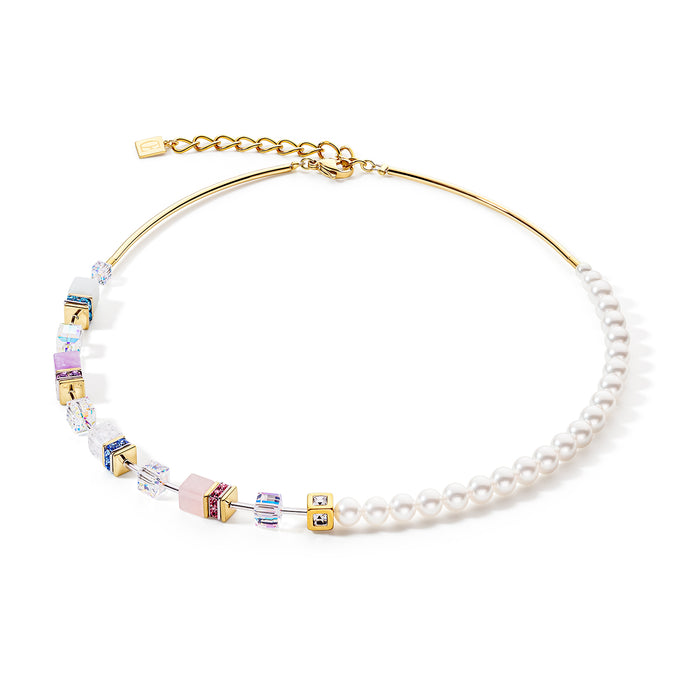 Coeur De Lion GeoCUBE® Precious Fusion Pearls Necklace Multicolour Pastel