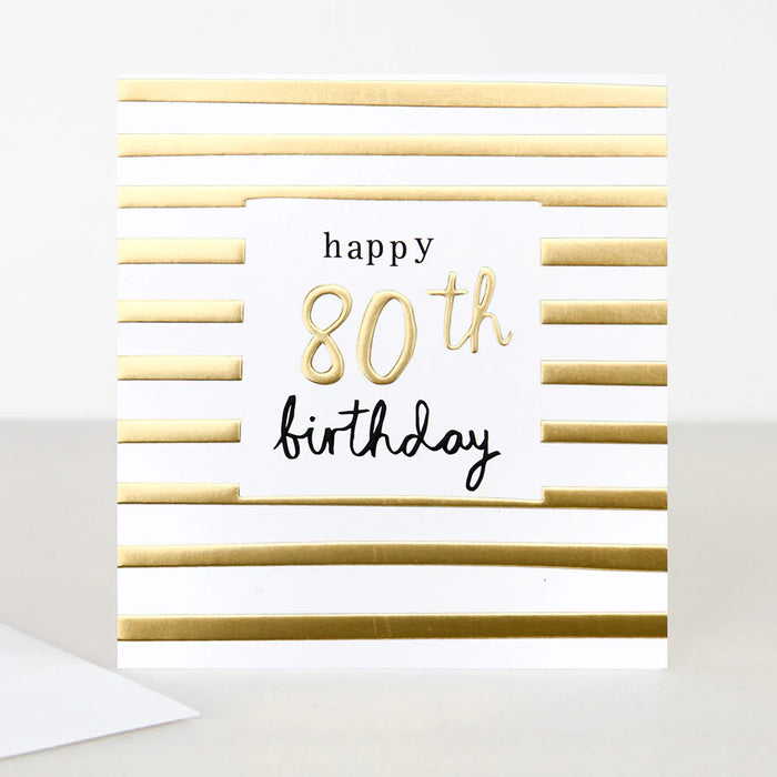 Caroline Gardner Gold 80th Birthday Card