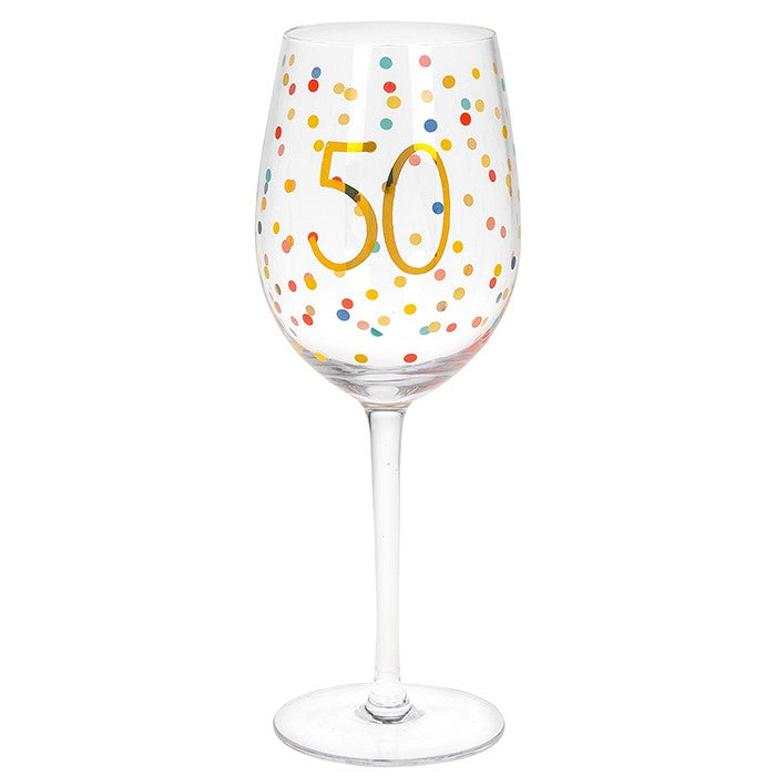 Dotty Age 50th Wine Glass