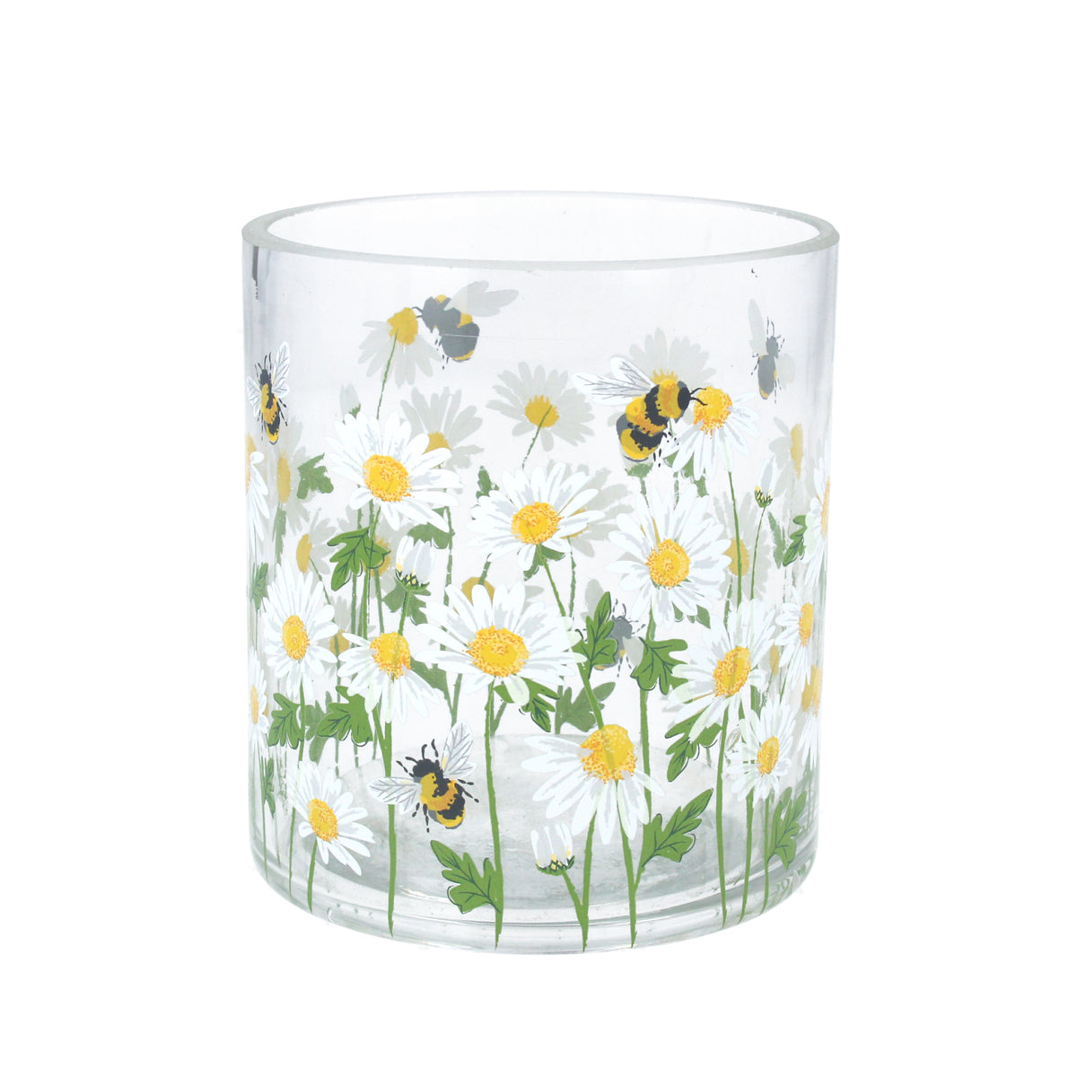 Gisela Graham Daisy/Bee Glass Nite Light Pot - Small — Maple Gifts
