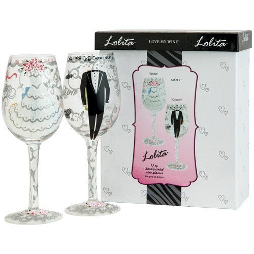 Lolita Bride & Groom Wine Glass