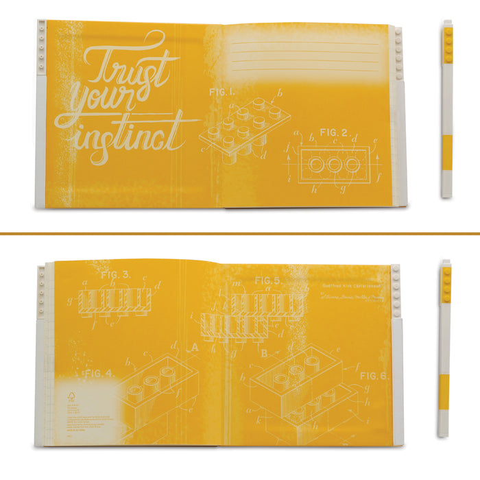 Lego Locking Notebook with Gel Pen - Yellow