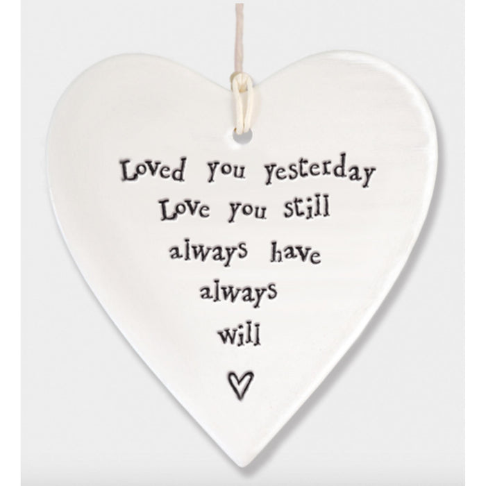 East of India Porcelain Round Heart - Loved You Yesterday