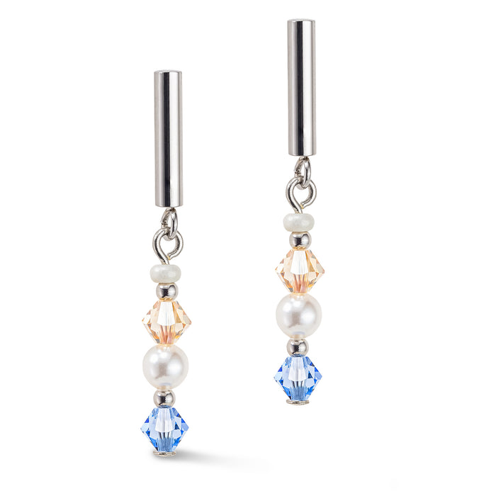 Coeur De Lion Princess Pearls Earrings Silver Light Blue