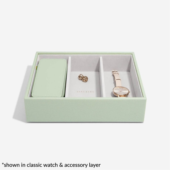 Stackers Sage Green Medium Zipped Jewellery Box